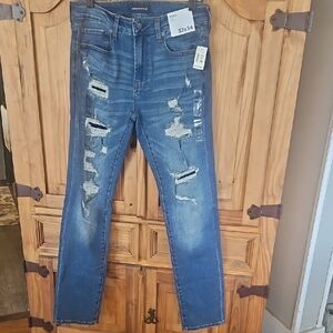 Aeropostale Men's Slim Jeans - Distressed Blue